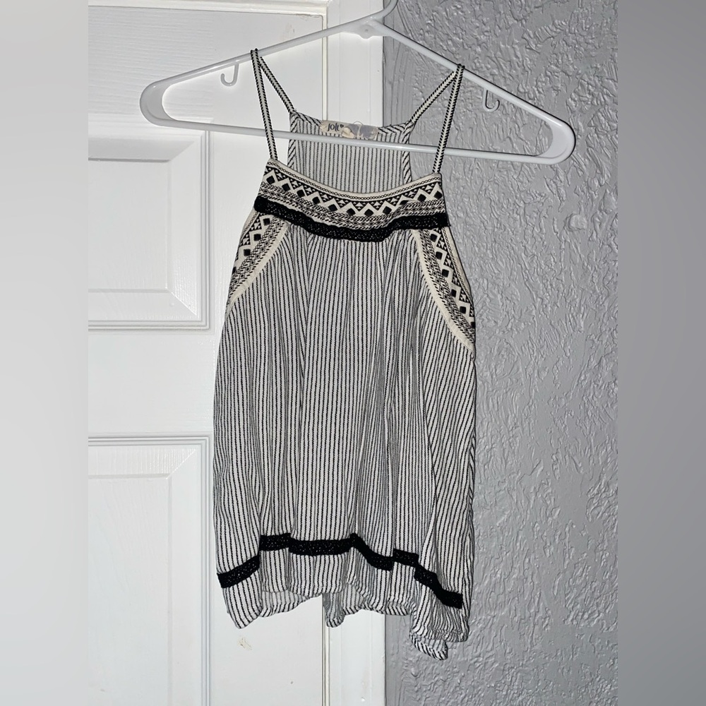 Jolt Black and White Patterned High Neck Tank